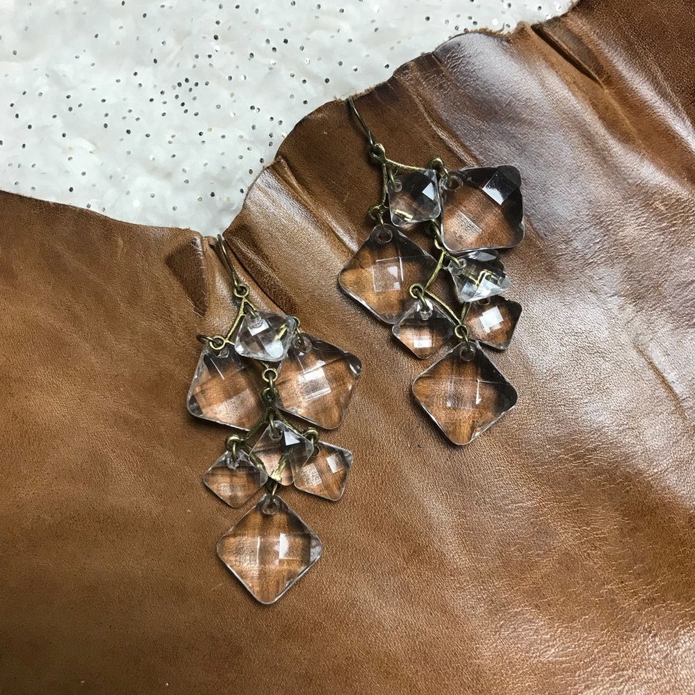Multisize CLEAR Square Diamond Shape Drop Earrings